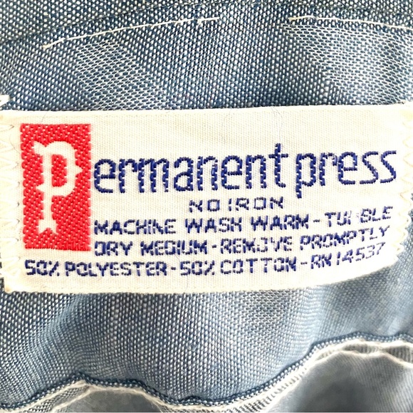 Vintage 70’s embroidered chambray button down novelty shirt top blouse workwear - Picture 10 of 11